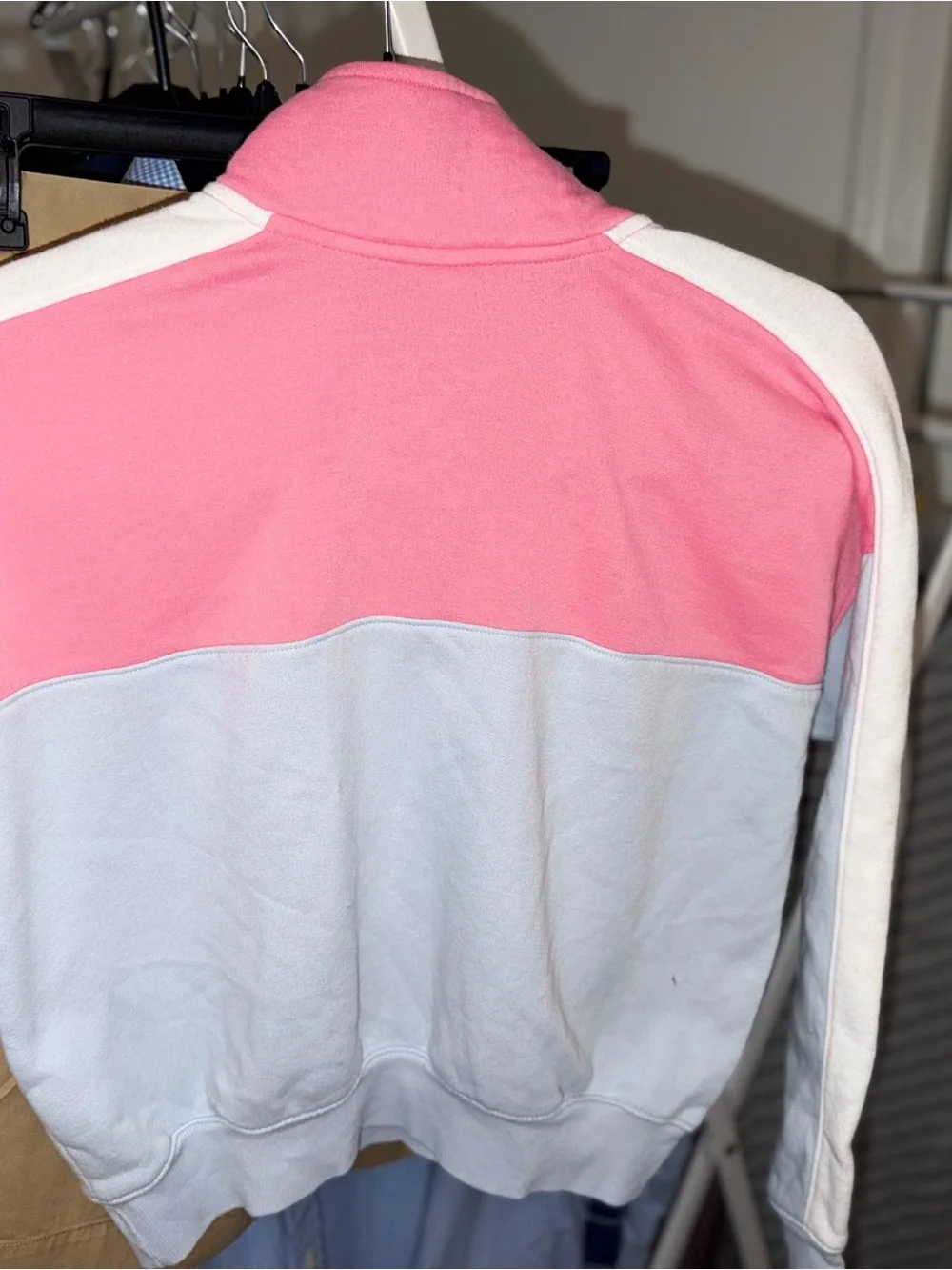 Girls Old Navy Pink and White Half-Zip Colorblock Pullover Sweater